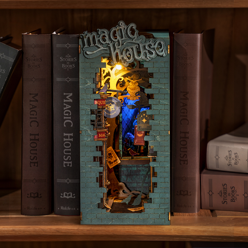 Rolife Book nook, bokhörna, set med gör-det-själv-modellsats för vuxna,  motiv med Shakespeares bokhandel, diorama, dekoration för bokhylla,  bokstöd