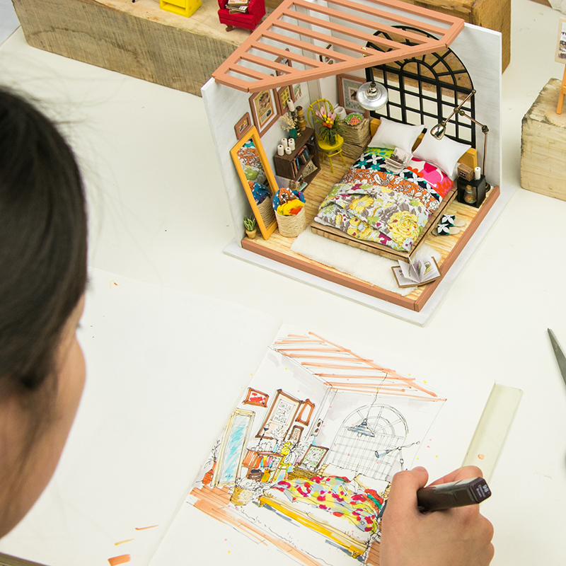 DIY Dollhouse Miniature House Kit - Alice's Dreamy Bedroom